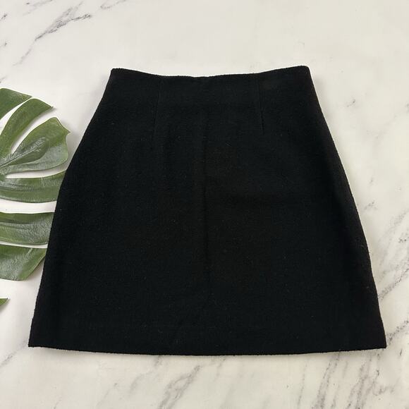 Gap Womens Vintage Y2k Mini Skirt Size 4 Black Wool Blend Tweed Button Trim - Picture 6 of 9